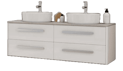 TBoss Kopalniška omarica z umivalnikoma Lido 120 bela visoki sijaj, pult beton