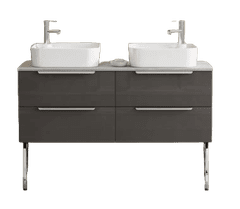 Kopalniška omarica z umivalnikoma Nola 120 cm, grafitno siva visok sijaj+pult beton