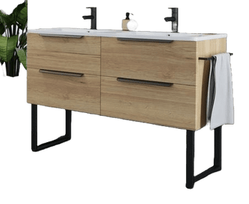 TBoss Kopalniška omarica z umivalnikoma Noto 120cm, hrast