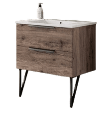TBoss Kopalniška omarica z umivalnikoma Noto 75 cm, temen hrast