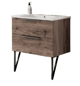 TBoss Kopalniška omarica z umivalnikoma Noto 75 cm, temen hrast