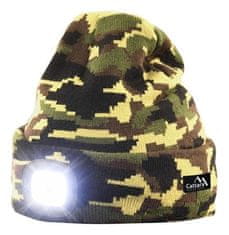 Cattara LED čelna svetilka kapa ARMY z LED svetilko USB polnjenje