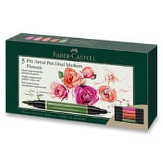 Faber-Castell Pitt Umetniško pero z dvojnim markerjem Rože komplet 5 kosov
