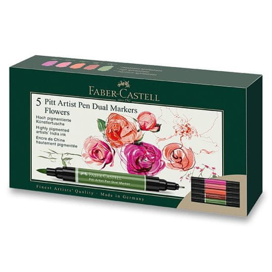 Faber-Castell Pitt Umetniško pero z dvojnim markerjem Rože komplet 5 kosov