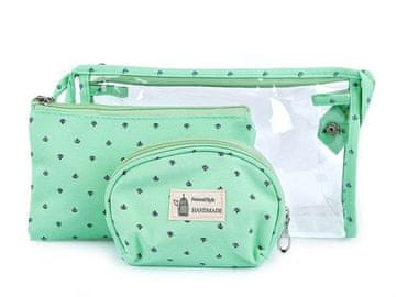 Komplet 3 kozmetičnih vrečk - meta