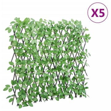 Vidaxl vidaXL Umetni bršljan raztegljiva ograja 5 kosov zelena 180x65 cm