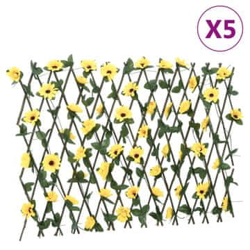 Vidaxl vidaXL Umetni bršljan raztegljiva ograja 5 kosov rumena 180x60 cm