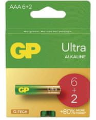 GP Ultra alkalne baterije, LR03 AAA, 6+2 kosov (B02118)