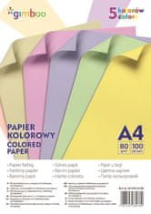 Gimboo Barvni papirji A4 - mapa 100 listov, 5 pastelnih barv