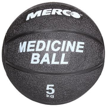 Merco Črna gumijasta medicinska žoga z maso 5 kg