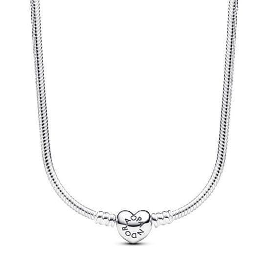 Pandora Srebrna ogrlica s srčno zaponko Moments 393091C00-45