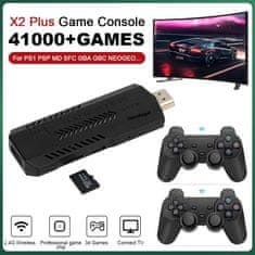 Smart Plus X2 Plus Retro igralna konzola 3D TV Game Stick 2.4G brezžični kontroler HD-Out 40000 iger za PSP/N64/PS1 64GB