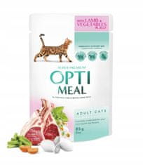 OptiMeal  mokra hrana za mačke jagnjetina/zelenjava v želeju, 12x85g
