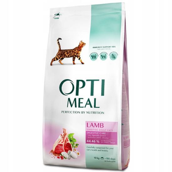 OptiMeal "Sensitive" suha hrana za odrasle mačke - jagnje 10 kg