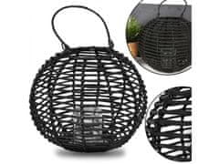 sarcia.eu Črni pleteni vrtni lampion z steklenim vložkom 35x27 cm 