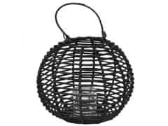 sarcia.eu Črni pleteni vrtni lampion z steklenim vložkom 35x27 cm 