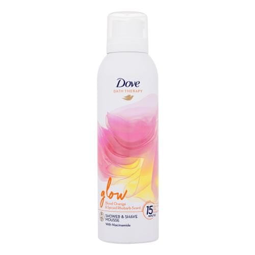 Dove Bath Therapy Glow Shower & Shave Mousse pena za prhanje in britje z vonjem rdeče pomaranče in rabarbare za ženske