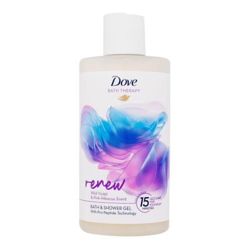 Dove Bath Therapy Renew Bath & Shower Gel gel za prhanje in pena za kopel z vonjem vijolice in rožnatega hibiskusa za ženske