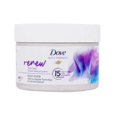 Dove Bath Therapy Renew Body Scrub piling za telo z vonjem vijolice in rožnatega hibiskusa 295 ml za ženske