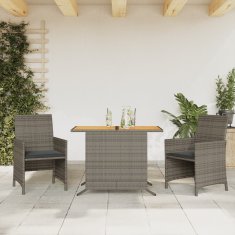 shumee Bistro garnitura 3-delna z blazinami siv poli ratan