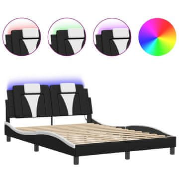 Vidaxl Posteljni okvir Viana z LED brez vzmetnice črno bel 120x200 cm