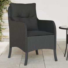 Greatstore Vrtni stoli z blazinami 2 kosa črn poli ratan
