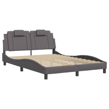 Vidaxl Posteljni okvir brez vzmetnice Viana siv 140x190 cm umetno usnje