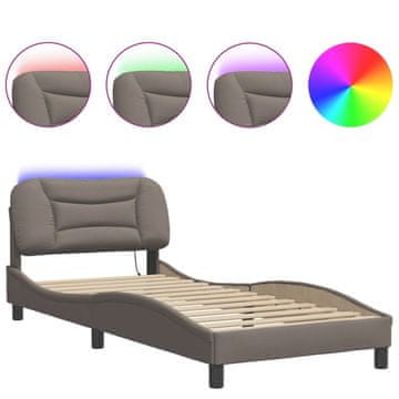 Vidaxl Posteljni okvir z LED brez vzmetnice Hvar Taupe 90x200cm Tkanina