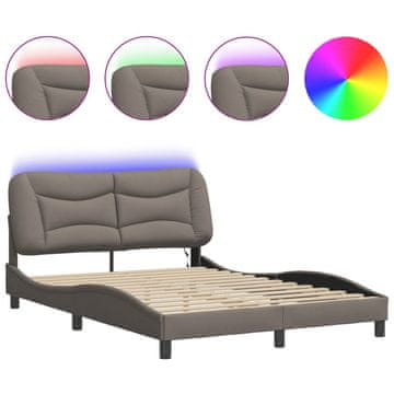 Vidaxl Posteljni okvir z LED brez vzmetnice Hvar taupe 120x200 cm blago