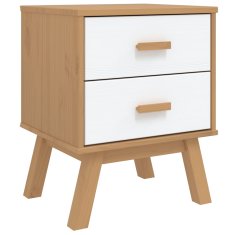 Greatstore Nočna omarica OLDEN bela in rjava trdna borovina