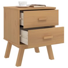 Greatstore Nočna omarica OLDEN rjava trdna borovina