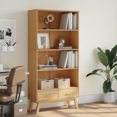 Greatstore Knjižna omara s 4 policami OLDEN rjava trdna borovina