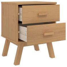 Greatstore Nočna omarica OLDEN rjava trdna borovina