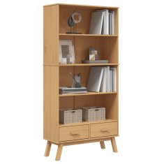 Greatstore Knjižna omara s 4 policami OLDEN rjava trdna borovina