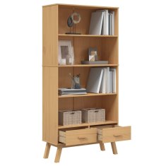 Greatstore Knjižna omara s 4 policami OLDEN rjava trdna borovina