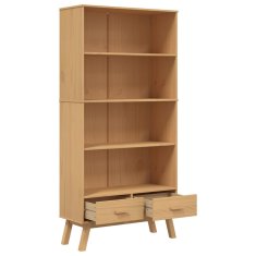 Greatstore Knjižna omara s 4 policami OLDEN rjava trdna borovina
