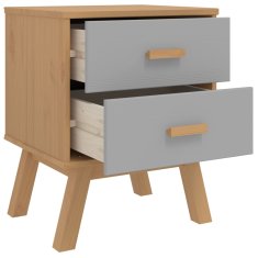 Greatstore Nočna omarica OLDEN siva in rjava trdna borovina