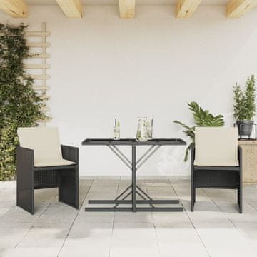 Vidaxl vidaXL 3-delni bistro komplet z blazinami, črne barve, poli ratan