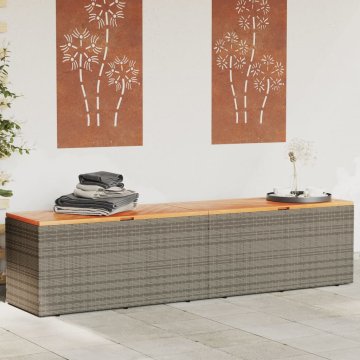 shumee Vrtna škatla za shranjevanje siva 220x50x54 cm PE ratan akacija
