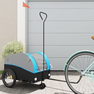 Greatstore Kolesarska prikolica črna in modra 30 kg železo