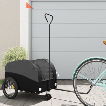 Greatstore Kolesarska prikolica črna 30 kg železo