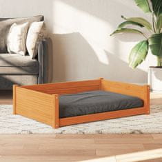 Greatstore Pasja postelja voščeno rjava 105,5x75,5x28 cm trdna borovina