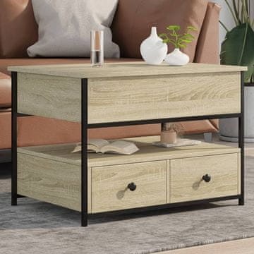 shumee Klubska mizica sonoma hrast 70x50x50 inženirski les in kovina