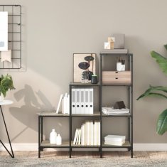 shumee Knjižna omara sonoma hrast 92x30x102 cm inžen. les in kovina