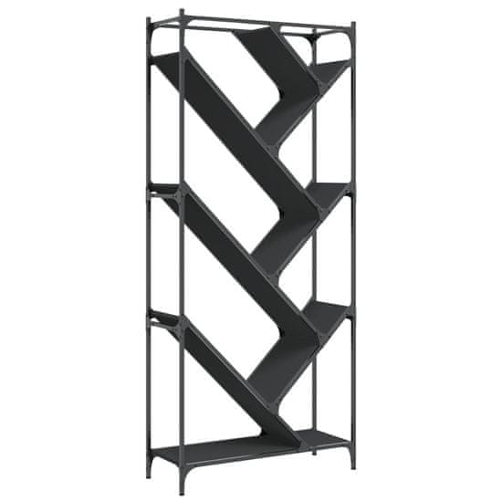 Vidaxl Knjižna omara črna 79x30x180 cm inženirski les in kovina