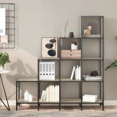 shumee Knjižna omara sonoma hrast 122x30x132 cm inžen. les in kovina
