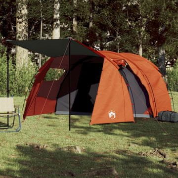 Vidaxl vidaXL Šotor za kampiranje za 4 osebe, sivo-oranžen, vodoodporen