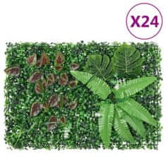 Vidaxl Ograja iz umetnih rastlin 24 kosov zelena 40x60 cm