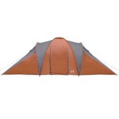 Vidaxl Šotor za kampiranje za 2 osebi siv oranžen 576x238x193 cm 185T