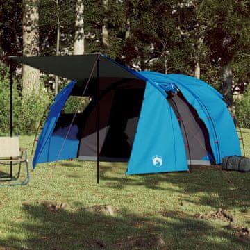 Vidaxl vidaXL Šotor s tunelom za 4 osebe, moder, vodoodporen